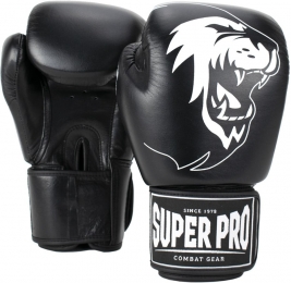 SuperProCombatGearWarriorLederenKickBokshandschoenen-ZwartWit-6oz