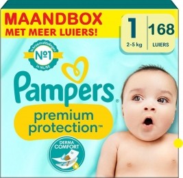 Pampers-PremiumProtection-Maat1-Maandbox-168stuks-25KG
