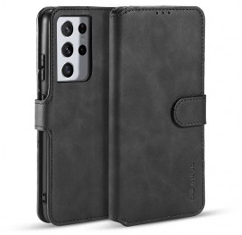 CaseMe-SamsungGalaxyS21UltraHoesje-MetMagnetischeSluiting-MingSerie-LerenBookCase-Zwart