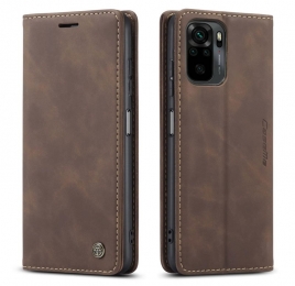 CaseMe-HoesjegeschiktvoorXiaomiRedmiNote10Pro-WalletBookCase-Magneetsluiting-DonkerBruin