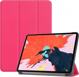 Hoozey-TablethoesgeschiktvoorAppleiPadPro129inch2022iPadPro1292021iPadPro1292020-Tri-FoldBookCase-MetAutoWakefunctie-Magenta
