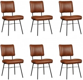 Setvan6CognaclerenindustriledesigneetkamerstoelenSolid-GranadaleerSavannahcognacleer