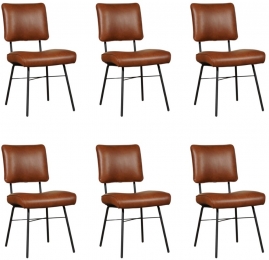 Setvan6CognaclerenindustriledesigneetkamerstoelenSolid-GranadaleerSavannahcognacleer