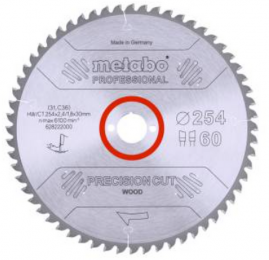 Metabo628222000PrecisionCutCirkelzaagblad-254X30X60T-HoutMDFSpaanplaatCompositiematerialen