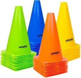 VirtuFitCompletePionnenSet-23cm-48Stuks-GroenOranjeGeelBlauw