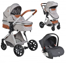 CangarooAlmaLightGreySilver3-in-1CombiKinderwagenincli-SizeAutostoel