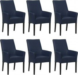 Setvan6BlauwelerenlandelijkeeetkamerstoelenJust-ToledoLeerKobaltblauwleer