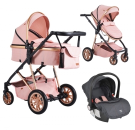 CangarooMidasPink3-in-1CombiKinderwageninclAutostoel