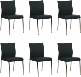 Setvan6ZwartelerenmoderneeetkamerstoelenBasic-pootvierkantrvs-ToledoLeerNerozwartleer
