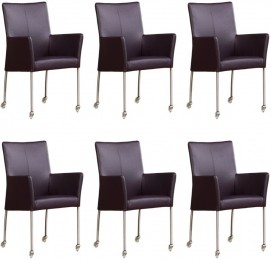Setvan6DonkerpaarselerenmoderneeetkamerstoelenComfort-ToledoLeerMerlindonkerpaarsleer
