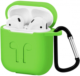 AppleAirpodsHoesje-SiliconenAirpodsHoesmetKarabijnhaak-CasevoorAirpods12-Groen