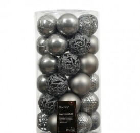 Kerstbalkunststofd6cmgrijs37stDecoris-Decoris