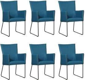 Setvan6BlauwelerenindustrileeetkamerstoelenMate-ToledoLeerTurquoiseblauwleer