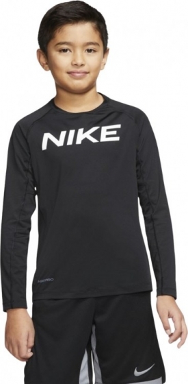 NikeProOndershirtLangeMouwenKidsZwartWit