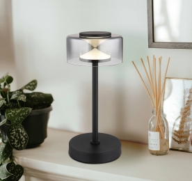 GloboBelindaLEDtafellamprookgrijshoogte33cmmetaal