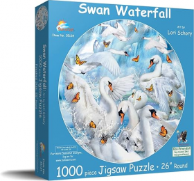 LoriSchory-SwanWaterfallRondePuzzel1000stukjes