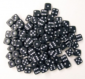 Dobbelstenen16mm-Zwart100stuks