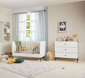 BellamyLumiWhiteBabykamerLedikantJuniorbedenCommode