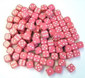 Dobbelstenen16mm-Roze100stuks