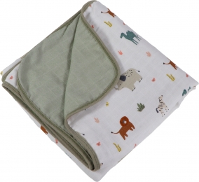 MamaLoesJungleSage3-LaagsHydrofiel100x150cmLedikantdeken