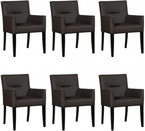 Setvan6DonkerbruinelerenlandelijkeeetkamerstoelenLook-HermesLeerCaffedonkerbruinleer