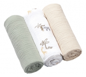 BabyOnoCrinkledGroenCreme3StuksHydrofielLuiers