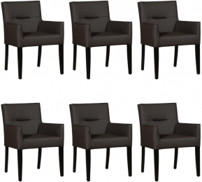 Setvan6DonkerbruinelerenlandelijkeeetkamerstoelenLook-HermesLeerCaffedonkerbruinleer