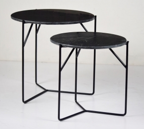 LivingfurnBijzettafelMasonSetvan2stuks-Zwart-Rond