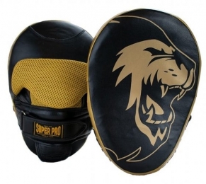SuperProCombatGearCurvedLederenHandpads-ZwartGoud