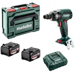 MetaboSSW18LTX400BL18VLi-IonAccuSlagmoersleutelSet2x40AhLi-PowerAccuInMetaBOX-400Nm-12-Koolborstelloos