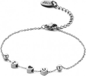 CO88CollectionInspirational8CB90053StalenArmbandmetTekst-ILoveU-Lengte163cm-Zil