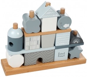 LabelLabelBlauwHoutenBlokken