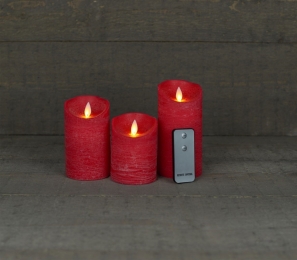 Batterijverlichting3kaarsenwaxrustiekmetbewegendevlamrood-Annascollection
