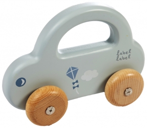 LabelLabelBlauwHoutenSpeelgoedAuto