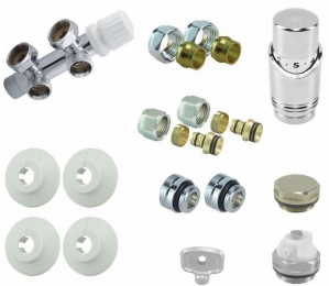 RadiatorAansluitsetUniverseelLuxeMidden-onderAansluitingHaaksChroom