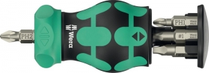 Wera05008893001KraftformKompaktStubbyMagazinRA4Bitschroevendraaier-6In1Multi-bit-MetRatelfunctie