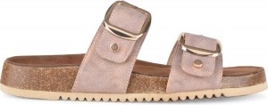 PSPoelmanCURADames-Maat40-FauxPUImitatieLerenSandalenmetGespen-MetallicRosRoze