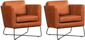 Setvan2CognaclerenmodernedesignfauteuilsCrossover-RanchoLeerCognaccognacleer