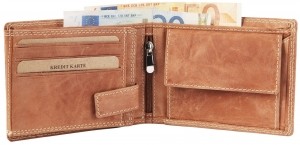 HerenportemonneeLeerAkzentBruinUsedLook