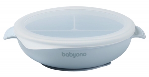 BabyOnoBlauwSiliconenBordmetZuignapDeksel