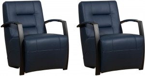 Setvan2BlauwelerenindustrilestalenfauteuilsMagnificent-MassifLeerAzzurroblauwleer