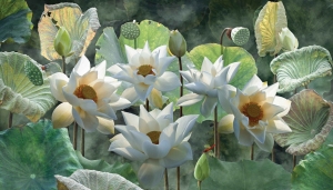 Lotusbloemen130x70cmTuinschilderij-Customizeit