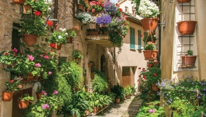 Bloemenstraat130x70cmTuinschilderijCustomize-it-Customizeit