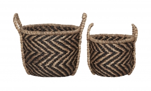 MUSTLivingMandBasketRondXLSetvan2stuks-ZwartNaturel