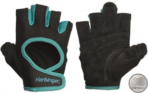 HarbingerWomensPowerStretchbackFitnessHandschoenen-ZwartBlauw-L