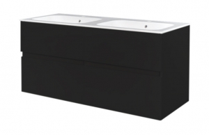 BestDesignBoraBlackgreeplooswastafelmeubelmet4ladenzonderwastafelmatzwart120cm