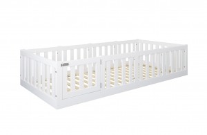 MontessoriVloerbedLuna90x200Metdeur-Wit