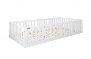 MontessoriVloerbedLuna90x200Metdeur-Wit