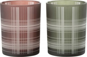 Windlichtgeruitglasmatbruingroenm10x10x125cm1stukJolipa-Hortus