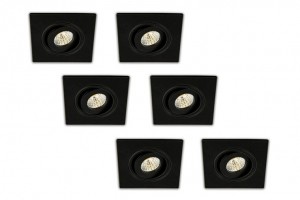 InbouwspotLED3WVierkantKantelbaarAluminiumDimbaarZwart6-Pack